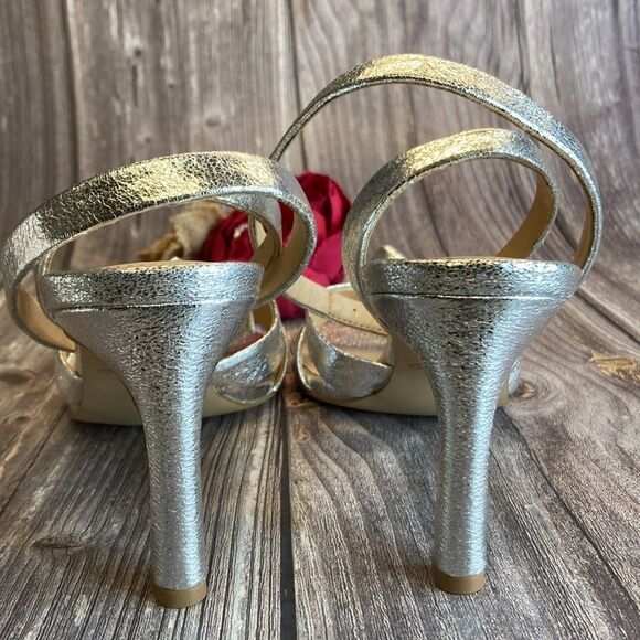 JEWEL BADGLEY MISCHKA Rhonda Silver Evening Sandals 10M - Picture 8 of 11